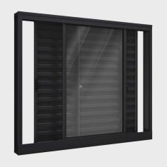 Janela de Alumínio Veneziana de Correr Lateral 3 Folhas Móveis 100x150cm Riobras