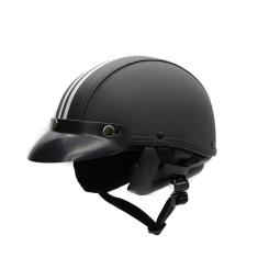 Capacete Coquinho Scooter Moto Elétrica Bike Couro Preto