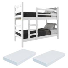 Beliche Madeira Maciça - vira 2 Camas - com Colchões Inclusos Dubai Multimóveis Vcr4158 Branco