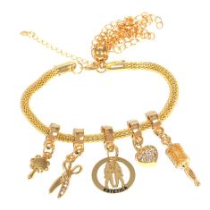 Pulseira Berloque Beleza Moda Cabeleireira Folheado 18k