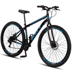 Bicicleta Aro 29 Aço Carbono KGT Freios A Disco 21 Vel - Preto e Rosa - Unissex-Unissex