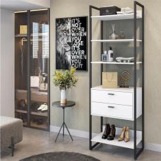 Roupeiro Cloe Com Gavetas Branco Preto