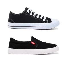 Kit 2 Pares Tênis All Colors e Casual Slip On Iate + Palmilha Com Bolha em Gel Anatômica-Feminino