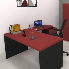 Mesa Reta Natus 40mm 90 cm 60 cm Bramov Móveis Preto/Vermelho