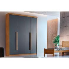 Guarda Roupa 4 Portas E 2 Gavetas Naturale-grafite - Rufato