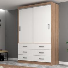 Guarda Roupa Solteiro 2 Portas de Correr 6 Gavetas Veneza Evidência - Demoliçao com Branco