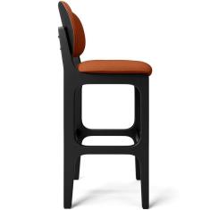 Banqueta Alta Bar Cozinha Sala Jantar Fixa Betta L02 Preto Tecido Terracota - Lyam Decor