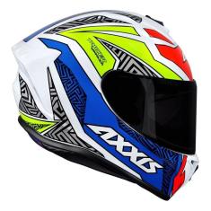 Capacete Axxis Draken Tracer Gloss - Branco/Azul - 60  G 