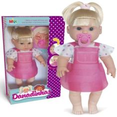 Boneca Bebê Cabelo Loiro Coleção Danadinha Com Chupeta - Milk Brinqued