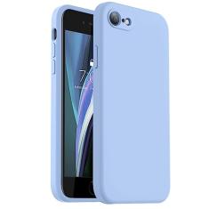 Vooii Capa para iPhone SE 2022/3rd/2020, capa para iPhone 8/7, silicone líquido atualizado com [bordas planas] [proteção da câmera] [forro de microfibra macio antiarranhões] para iPhone SE - azul
