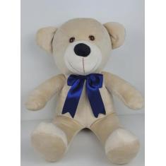 Urso De Pelúcia Bolota Médio 50CM Doce De Leite Com Laços Coloridos Pa