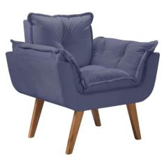 Poltrona Opalla Azul Bic 1 Lugar Base Palito Imbuia - D Salla, Azul Bi