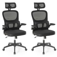Kit 2 Cadeiras De Escritório Giratória Executiva Atenas Com Regulagem De Altura - Preto