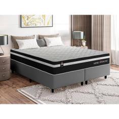 Conjunto Cama Box c/ Molas Ensacadas Durham Preto King 193x203x60