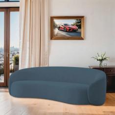 Sofá Curvo Orgânico Sala Recepção 3 Lugares Alemanha 200cm Linho