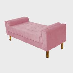 Recamier Félix Casal 140cm Suede Rosa Bebê - renascer decor