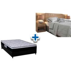 Cama Box Casal Crc + Colchão Ortopédico Foggia Sogni + Cabeceira Plus Atacama