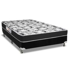 Cama Box Casal: Colchão Espuma Luckspuma D28 Celebrity + Base Crc Suede Black(138X188)