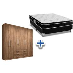 Cama Box Casal + Colchão Physical Ortobom + Guarda Roupa Master 8.6 Atacama
