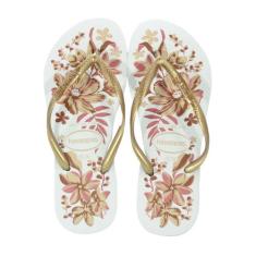 Chinelo Havaianas Slim Organic Branco/Dourado, D4, 1711 branco, Dourad