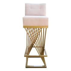 Banqueta Luma Base De Ferro Sued Bege D'classe Decor