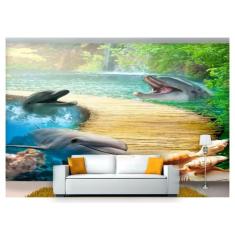 Papel De Parede Animais Golfinhos Caminho 3D Anm255 - Você Decora