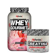 Kit Whey Protein Gourmet Pote 907g + Creatina Power Explosion Sem Sabor 300g - FN Forbis Nutrition-Unissex