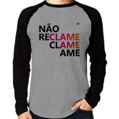 Camiseta Raglan Não reclame, clame, ame Manga Longa - Foca na Moda, Ci