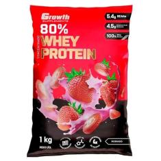 Whey Protein Growth Supplements Concentrado 80% - 1KG - (Morango)