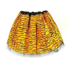 Fantasia Oncinha Saia de Tule Tigresa Infantil 35Cm Carnaval - Fantasi