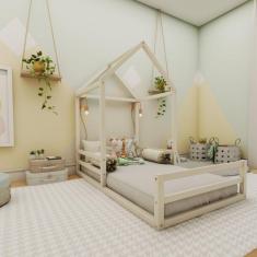 Cama Meia Casinha Infantil Ludika Mobília Branco Acetinado