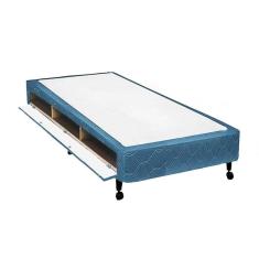 Cama Box Closet Solteiro  Poli Tecido Blue (88x188x27) - Castor