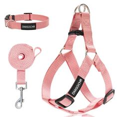 Peitoral antipuxão para cães – Conjunto de coleira ajustável para cães pequenos, médios e grandes – Peitoral macio à prova de fuga para caminhadas, treinamento, caminhadas, atividades ao ar livre