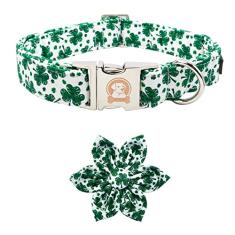 Coleira para cachorro MR. CHUBBYFACE Dia de São Patrício, trevo verde, flor ajustável, para cães pequenos, médios e grandes