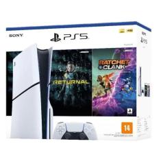 Console PlayStation 5 Slim Disc + 2 Jogos - Branco com Preto