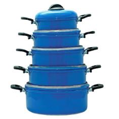 Jogo De Panelas De Alumínio Azul Luxo Com 5 Peças 14 A 22 - Bazar Aven