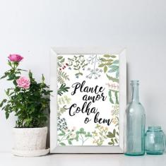 Quadro Decorativo com Moldura Branca Plante amor 22x32cm - Quartinhos