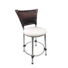 Banqueta Baixa Banquinho Com Encosto Em Junco Para Cozinha Bar Balcão 