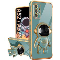 Buleens Capa para Samsung A52 (também para Samsung A52s) com suporte de astronauta, capas femininas para Galaxy A52 5G, capa de telefone feminina fofa 6D com estampa de coração no espaço sideral para