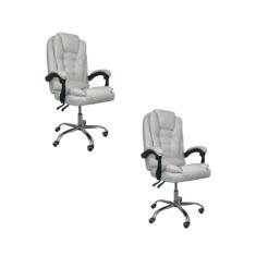 Kit 2 Cadeiras De Escritório Presidente Reclinável (Branco)
