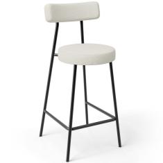 Banqueta Baixa Para Cozinha Sala De Jantar Bar Bancada Milão L02 Linho Champagne - Lyam Decor