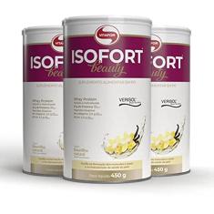 Kit 3 Whey Protein Isolado Isofort Beauty Vitafor 450g Baunilha