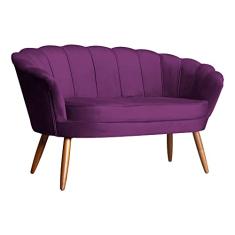 Namoradeira Decorativa Estofada Para Salão de Beleza Pétala Veludo Roxo - LM DECOR