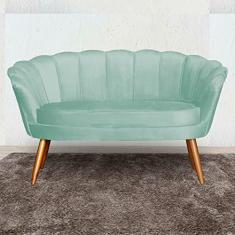 Namoradeira Estofada Decorativa Para Recepção Pétala Veludo Verde Chá - LM DECOR