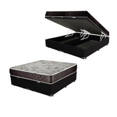 Cama Box Baú Queen Colchão Aylla Espuma D33 Acolchões + Box Sintético 63x158x198