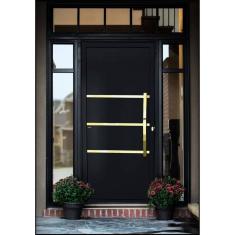 Porta de Aluminio Lambril 210x100cm com Puxador Super Evolution Brimak Preto Dourado