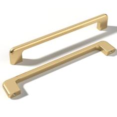 monti hardware | Pacote com 5 puxadores de gaveta em ouro acetinado escovado com orifício de 12 cm | Puxadores de gaveta de decoração de casa de banho | Puxadores de armário de cozinha de metal