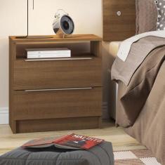 Mesa de Cabeceira Madesa 3227 com 2 Gavetas, Rustic
