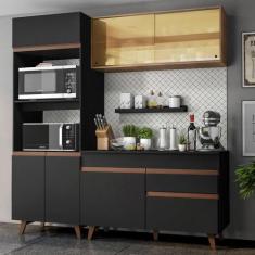Cozinha Compacta Madesa Reims 190002 com Armário e Balcão - Preto/Rust