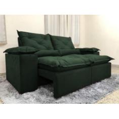 Sofá Retrátil e Reclinável 2,00m em Tecido Veludão C/ Pillow nos Braço